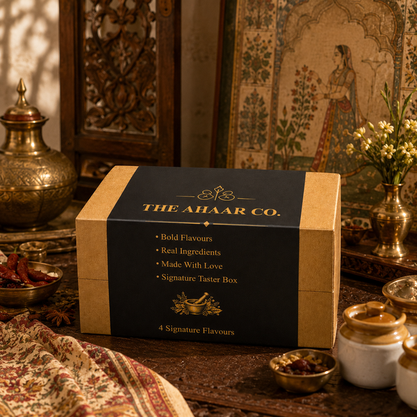 The Ahaar Co Sample Pack | 4x100g Jars - 2 Pickles | 1 Chutney | 1 Chilli Oil
